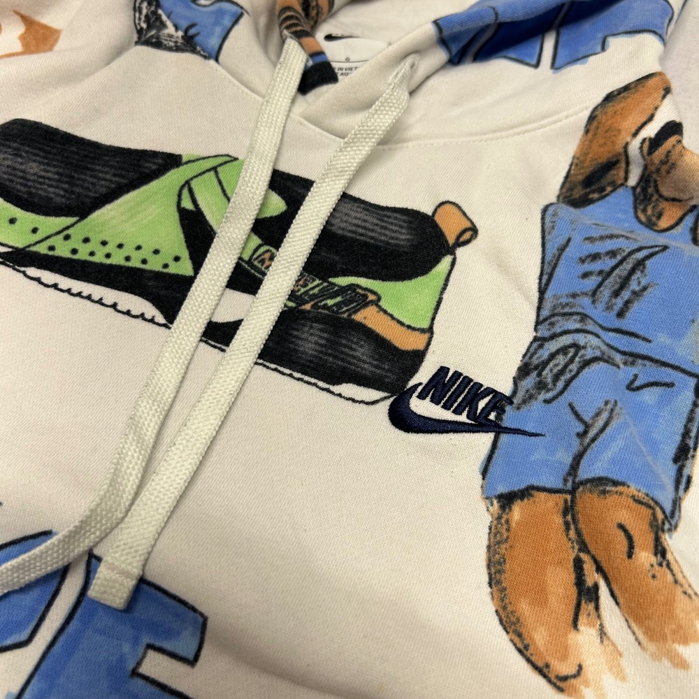 Nike Sportswear Club Sketched Graphic Hoodie Cream FV1921-133 Mens Large - Picture 5 of 11